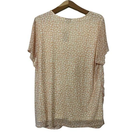 Torrid Mesh Sheer Ditsy Floral Babydoll Top Size 3X Orange Stretch Cottage NWT - Picture 2 of 6